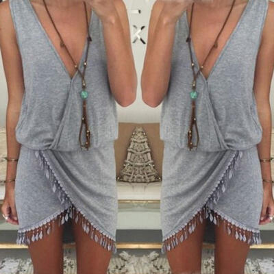 

Sexy Women Summer Casual Sleeveless Party Evening Mini Dress Beach Dress S-XL