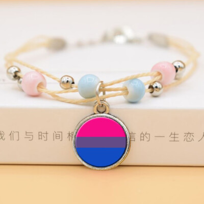 

New Hand Make Bead Cross Gay Pride Rainbow Ceramics Pendent Bracelet Jewelry