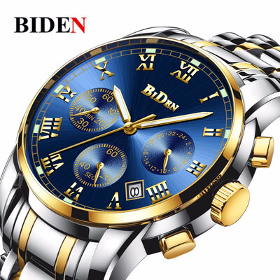 

BIDEN Biden 2017 new mens quartz watch business casual steel belt watch mens watch
