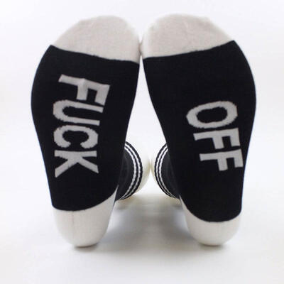 

FUCK OFF Letter Print Unisex Socks Hit Color Cotton Dress Socks Novelty Skateboard Tube Socks For Couple 1 Pair