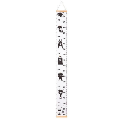 

Growth Height Chart Canvas&Wood Frame Cute Cartoon Animals Handing Removable Wall Ruler for Baby Kids Children Room Wall Decor