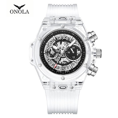 

ONOLA ON6812 Men Quartz Watch Silica Gel Band Fashion Multifunction Wristwatch 3ATM Luminous Display Chronograph Calendar Date Dis