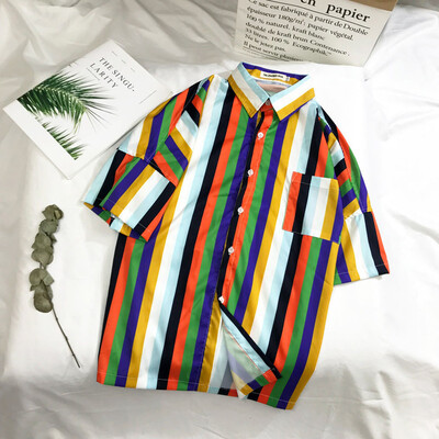 

Tailored Mens Summer Fashion Shirts Casual Short Sleeve Beach Tops Loose Casual Blouse