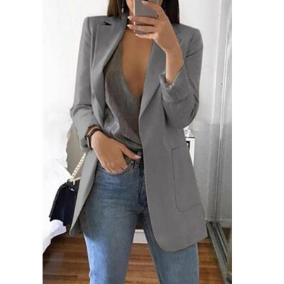 

Women Slim Casual Blazer Jacket Top Outwear Long Sleeve Career Formal Long Coat