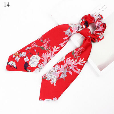 

Women Girl Bow Satin Ribbon Ponytail Scarf Hair Tie Rope Scrunchies Elastic Band