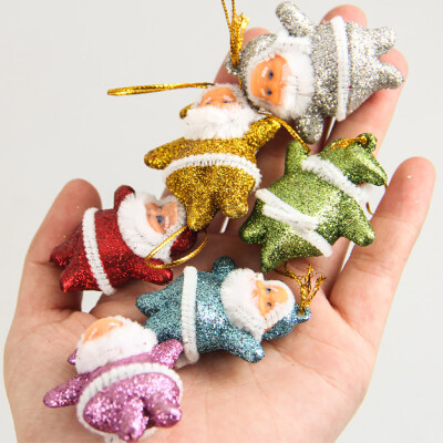 

Siaonvr 6PCS Gold Powder Six Colors Santa Claus Pendant Christmas Decoration Gifts