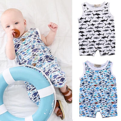 

Shark Pattern Newborn Baby Boy Girl Romper Bodysuit Jumpsuit Clothes Outfits 0-24Months