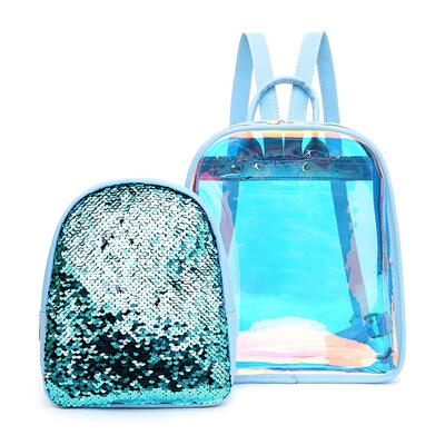 

2pcsset PVC Transparent Clear Sequins Women Backpacks Shoulder Bags