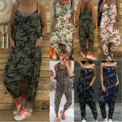 

Women Casual Loose Sleeveless Jumpsuit Dungarees Playsuit Trousers Overalls