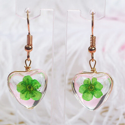

Cute Dangle Hooks Natural Real Flower Pressed Flower Tear Drop Earrings