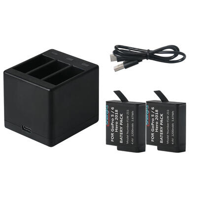 

2 Battery with Three Ports USB Charger for GoPro Hero 5 6 7 Black Camera