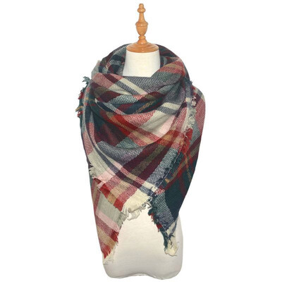 

Outdoor Womens Plaid Blanket Winter Scarf Warm Cozy Tartan Wrap Oversized Shawl Cape