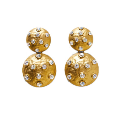 

AOTEMAN 2019 za new arrival Metal Round Crystal Statement Earrings Vintage Exaggerated Big Rhinestone Dangle Earrings For Women