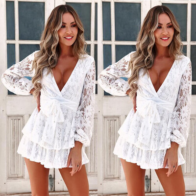 

Tailored Women O Neck Lace Long Sleeves Dress Evening Party Dress