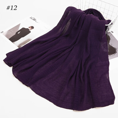 

Cross-border exclusive for AliExpress wish Muslim Arab Hui pure color cotton crease cotton scarf scarves