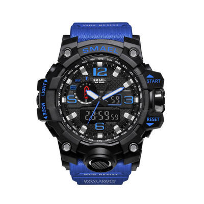 

Multi Function Dual Display Sport Electronic Wristwatch Waterproof Watch With Resin Band For Men