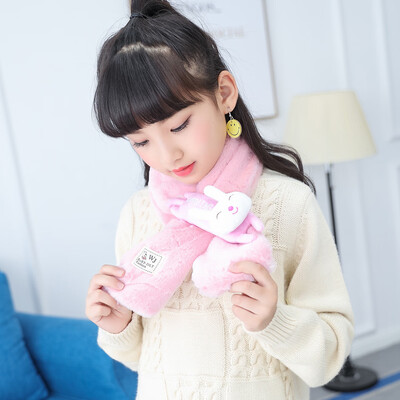 

Korean version of autumn&winter boys&girls baby warm solid color scarf thickening imitation rabbit hair cartoon wild scarf wholesale