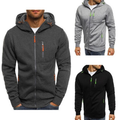 

New Plain Mens Hoodie Fleece Zip Up Hoody Jacket Sweatshirt Hooded Sweater Top