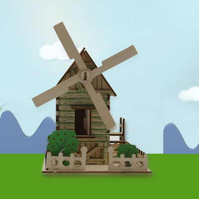 

Tailored Kids 3D wooden DIY Houses Jigsaw Children Castle Construction Pattern Puzzle Toy