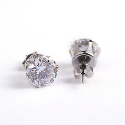 

Flat Round 304 Stainless Steel Cubic Zirconia Stud Earrings Clear 4mm Pin 09mm