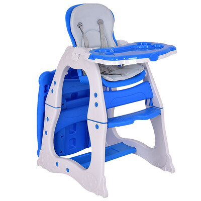 

3 in 1 Convertible Play Table Seat Baby High Chair-Blue
