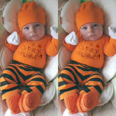 

UK Newborn Baby Girl Boy Pumpkin Costume Halloween Party Romper Pants Outfit Set