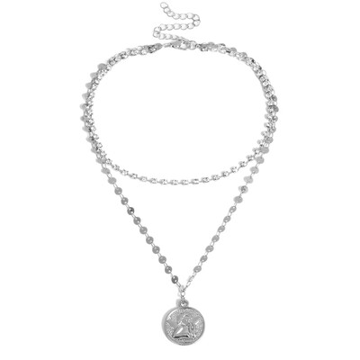

Angel Coins Round Cubic Zirconia Chain Necklaces & Pendants Gold Color Fashion Crystal For Women