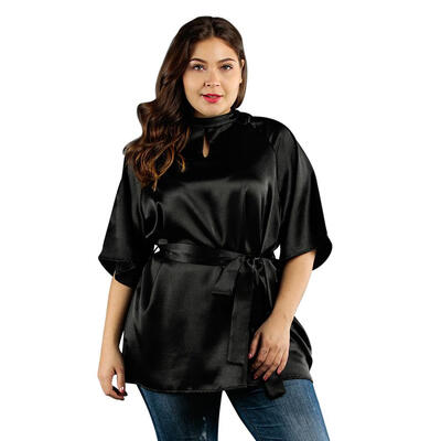 

Solid Color Large Size Bandage Tees Tops Women Hollowed Round Neck T-shirt