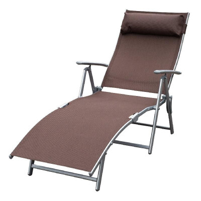 

Steel Sling Fabric Outdoor Folding Chaise Lounge Chair Recliner - Brown
