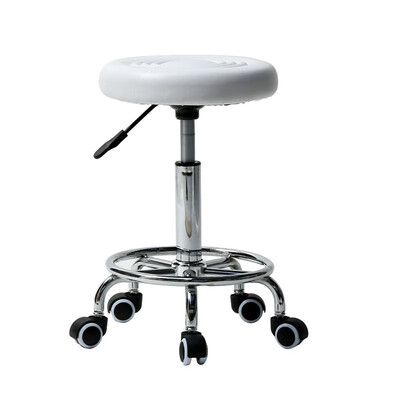 

Swivel Adjustable Height Removable Rolling Bar Stool Spa Salon Stripe ChairWhite
