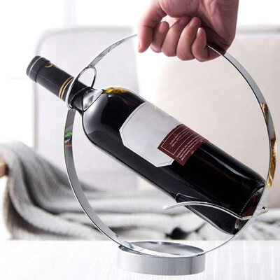 

Modern Hollow Circle Stainless Steel Wine Stand Restaurant Table Bottle Holder