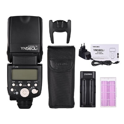 

YONGNUO YN560Li Portable Lithium-Power Flash Speedlite Kit with 2pcs Batteries & Battery Charger Power Cable GN58 5600K Wireless T