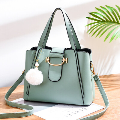 

2019 new European&American big bag shoulder bag simple handbag diagonal bag PU leather fashion handbag