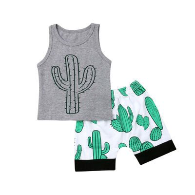 

Newborn Kids Baby Boy Summer Clothes Cactus Tops T-Shirt Shorts Outfits Sunsuit