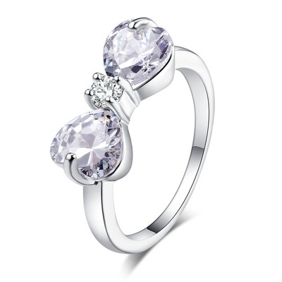 

Elegant Bow Zircon Engagement Ring Fashion Lover Engagement Women Ring Accessory Bowknot New for