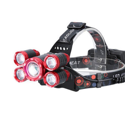

T6 LED Headlamps Waterproof Strong Light Sensor 5 Heads Fishing Lamp