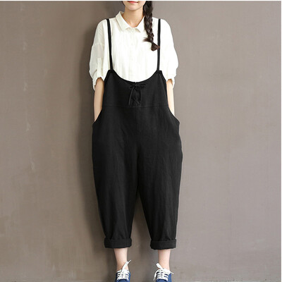 

Women Loose Jumpsuit Strap Wide Leg Harem Trousers Casual Overall Pants BK