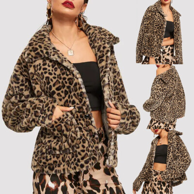 

〖Follure〗Women Fashion Autumn And Winter Leopard Print Loose Short Windbreaker Lamb Coat