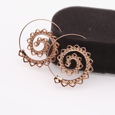 

E0450 Ethnic Jewelry Gold Color Swirl Hoop Earrings For Women Geometric Big Circle Earrings Steampunk Style Party Jewelry Gift
