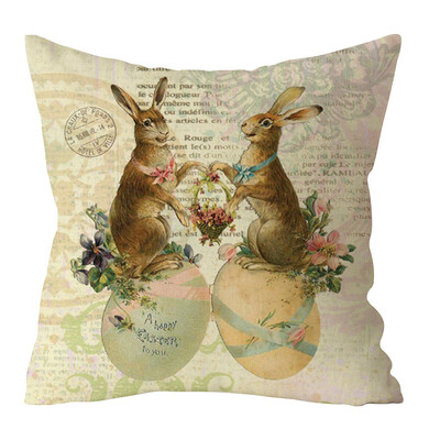 

〖Follure〗Easter Rabbit Print Pillow Case Polyester Sofa Car Cushion Cover Home Decor