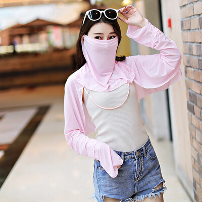 

2019 new spring&summer cycling trip sunscreen womens neck mask solid-colored ice silk sunscreen shawl cloak