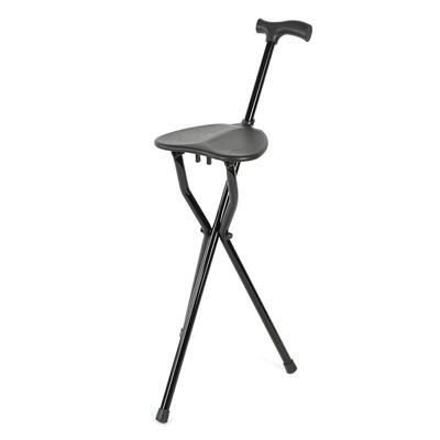 

Greensen Foldable Crutch with Seat 3 Legs Handle Cane Walking Stick Unisex for Elderly