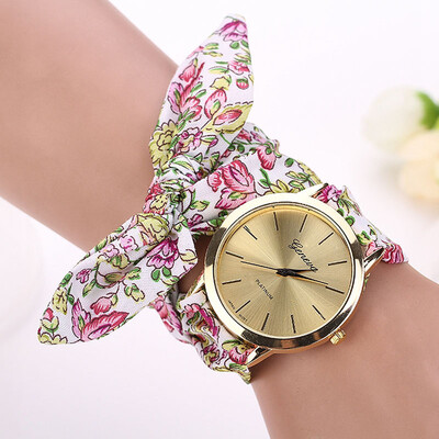 

Women Watches Vogue Floral Strap Wristwatch Womens Jacquard Cloth Quartz Watch Dress Bracelet Relogio Feminino 2018 F