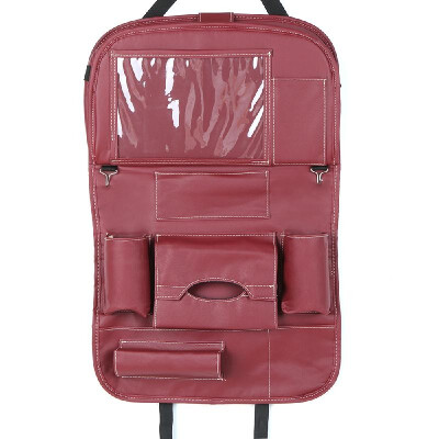 

Car Backseat Organizer PU Leather Auto Back Seat Cushion for Kids Coffee