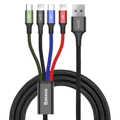

Baseus 35A 12m 4-in-1 Fast Charging Cable For Lightning Type-C Micro USB 2 - Black