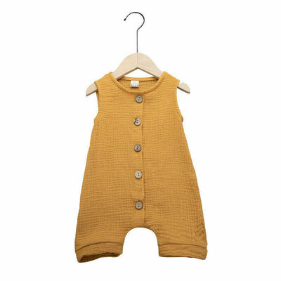

Newborn Baby Boy Girl Sleeveless Solid Cotton Romper Jumpsuit Infant Outfits