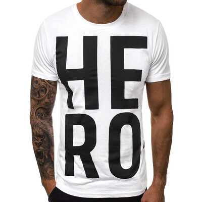 

Toponeto Mens Summer Letter Print Round Neck Slim Fit Short Sleeve Top Shirt Blouse