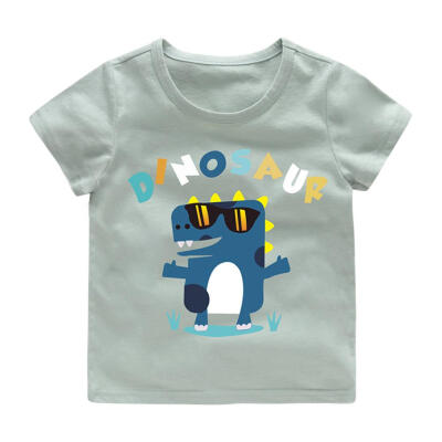 

Summer Boys Cartoon Dinosaur O-Neck Basic T-shirt Cute Children Casual Tops