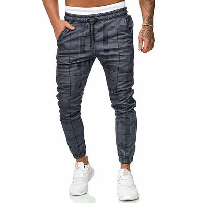 

Mens Casual Slim Fit Pants Comfortable Stretch Striped Plaid Pants