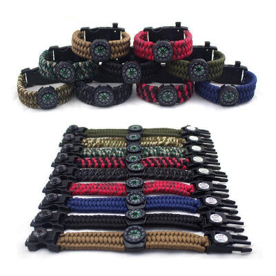 

Outdoor Paracord Survival Watch Bracelet With Flint Fire Starter Compass Whistle